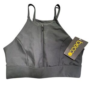 BECCO black zip front crop athletic yoga  sports bra size Small NWT